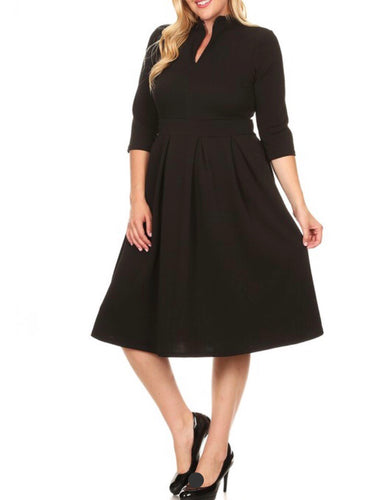 Serena Dress Plus Sizes- Black/Burgundy