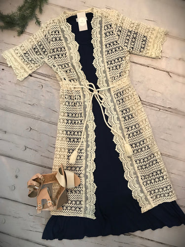 Trista Crochet Duster- Cream CLEARANCE