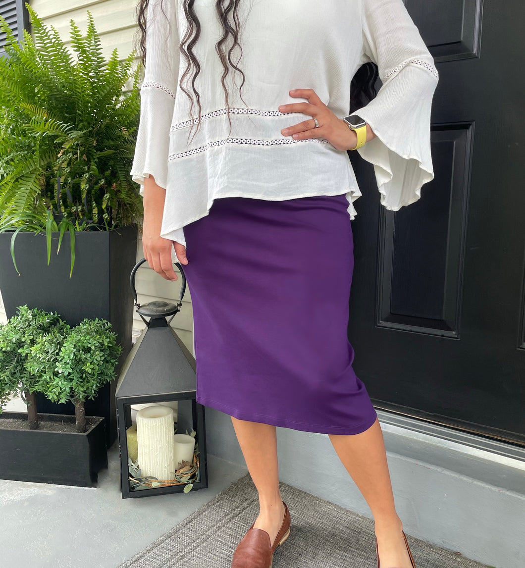 Josie Premium Pencil Skirt- Deep Purple