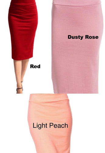 Addy Classic Pencil Skirt- Red/Pink/Bright Pink/Peach CLEARANCE
