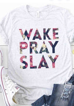 Wake Pray Slay Tee- Heather Grey
