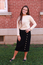 Kylie Button Skirt- Black