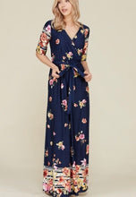 Eden Floral Wrap Maxi Dress- Navy