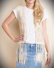 Brit Crochet Vest- Cream/Black/Mocha