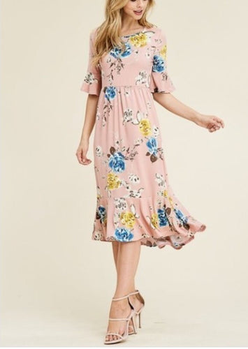 Giselle Floral Dress- Blush