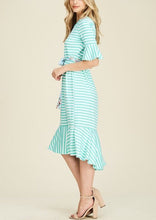 Tracy Stripe Hi Lo Dress w/ Belt- Coral