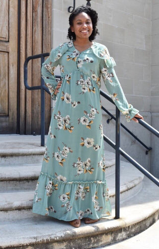 Raya Floral Maxi Dress- Sage