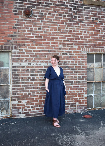 Clementine Wrap Dress- Navy CLEARANCE