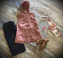 Jaime Hooded Vest- Mauve/Khaki