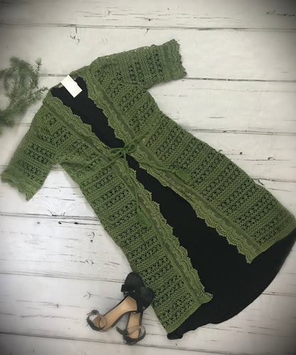 Trista Crochet Duster- Olive