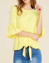 Sally Ruffle Knot Top- Navy
