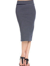 Nora Striped Pencil Skirt- Navy/White