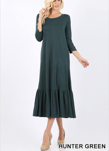 Michaela Dress- Hunter green