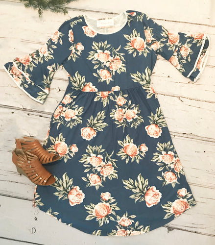 Isla Floral Dress- Blue