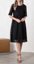 Mabry Button Lace Dress- Black