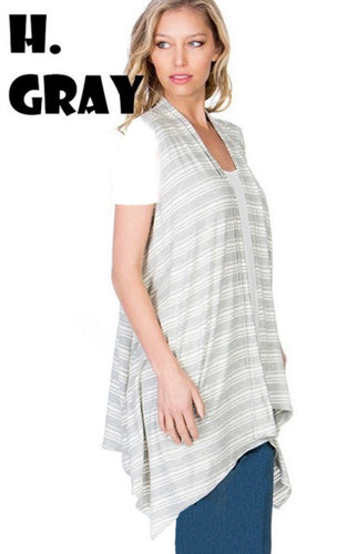 Journey Layering Vest- Heather Grey/Ivory Stripe