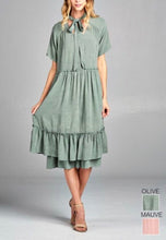 Allison Peasant Dress- Sage/Mauve CLEARANCE