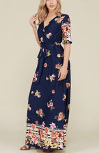Eden Floral Wrap Maxi Dress- Navy