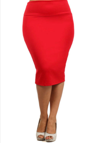 Dacia Pencil Skirt- Red