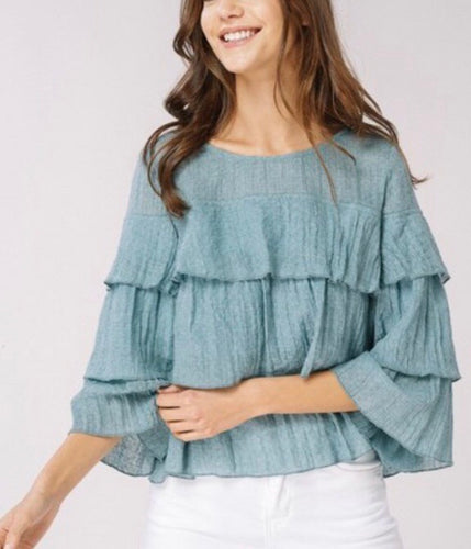 Reece Ruffle Top- Sea Foam