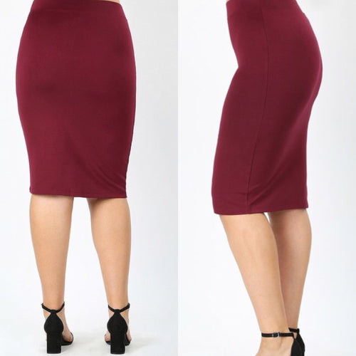 Josie Premium Pencil Skirt- Fired Brick
