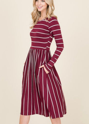 Endica Stripe Midi- Black