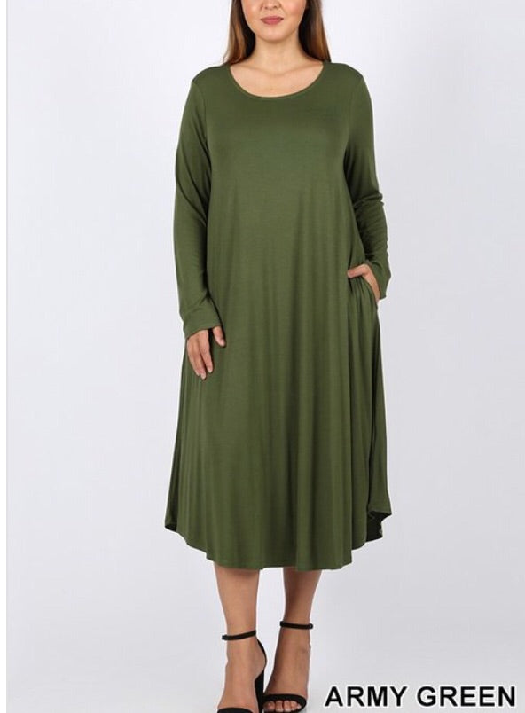 Tammy Swing Dress- Army Green CLEARANCE
