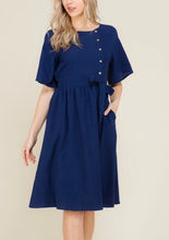 Casey Button Dress- Navy