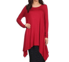 Shelley shark bite long sleeve tunic- Red/Black