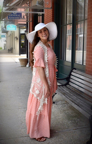 Evie Polka Dot Maxi Dress- Soft Pink