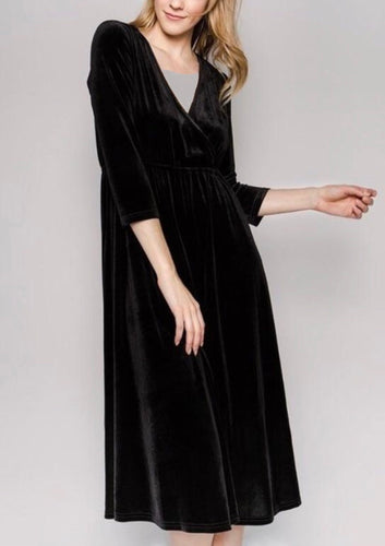 Kalie Velvet Dress- Black