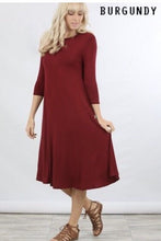 Priscilla Midi Swing Dress- Burgundy