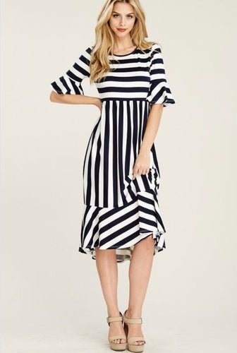 Crystal Stripe Dress-Black