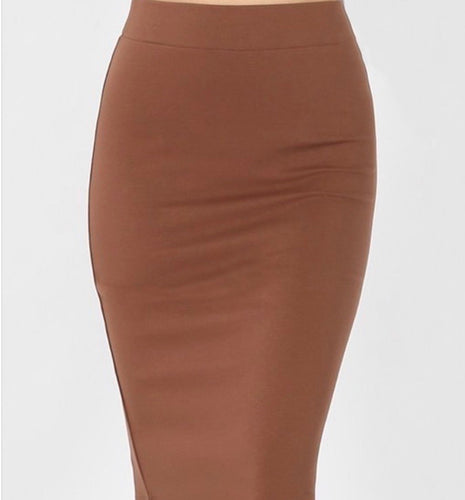 Josie Premium Pencil Skirt- Light Brown