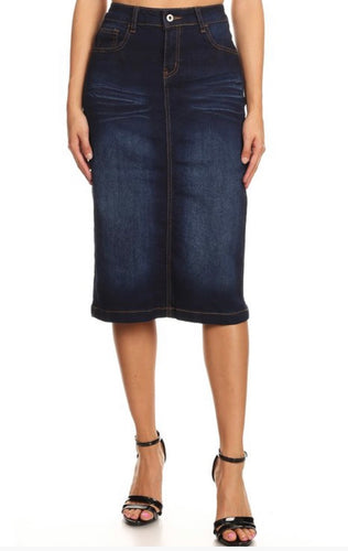 Pamela Denim Skirt-  Dark Indigo Wash