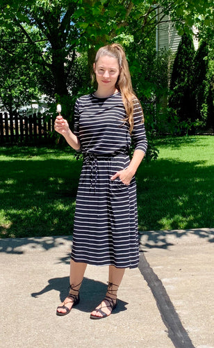 Stripe Comfort Dress- Black/Ivory