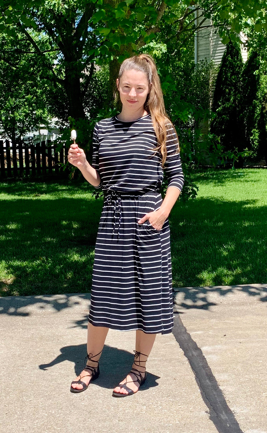 Stripe Comfort Dress- Black/Ivory