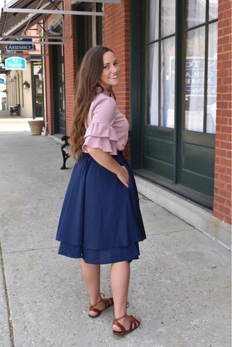 Mia Tiered Sleeve Top- Mauve