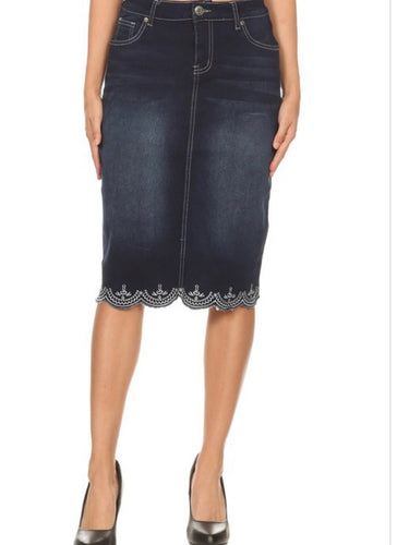 Hailey Denim Skirt- Dark Indigo