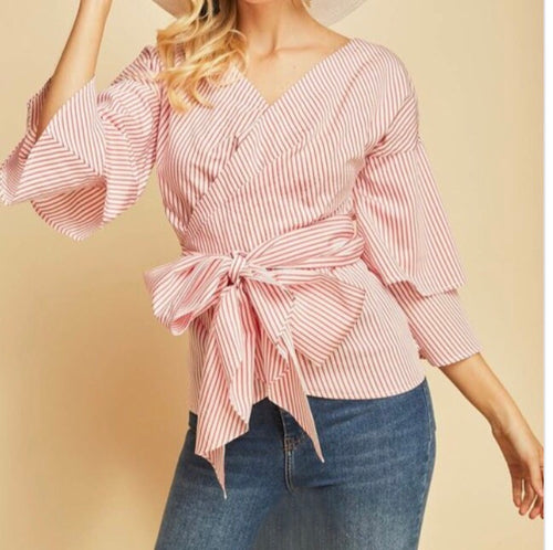 Sierra Wrap Top- Red