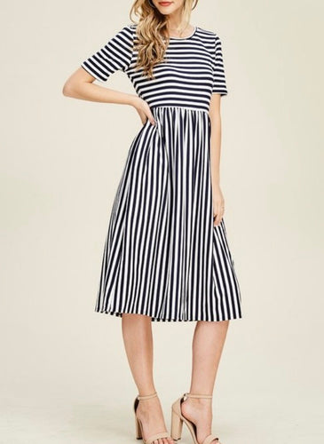 Julie Striped Midi- Black