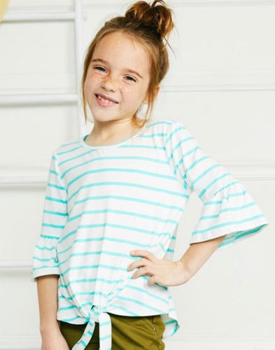 Sally Ruffle Knot Top- Blush KIDS