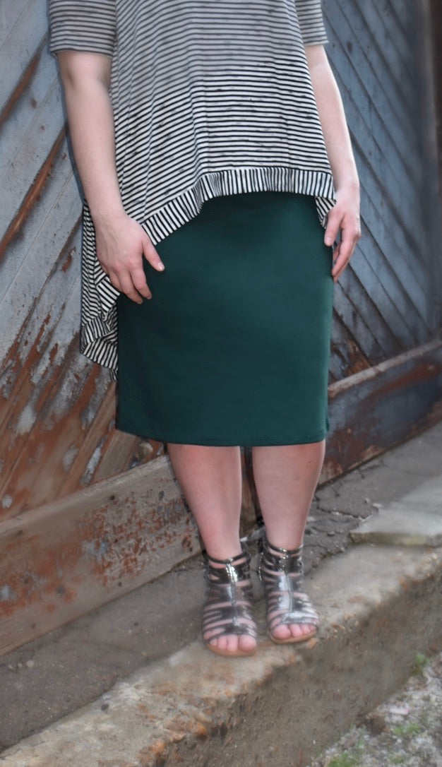 Josie Premium Pencil Skirt- Hunter Green